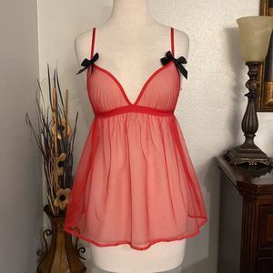 Victoria’s Secret Babydoll Sheer Red Slip Size Small